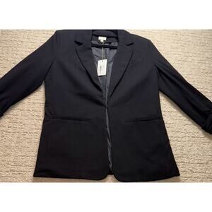 ELLISON Women's Black Blazer Long Sleeve Open Front Casual Tailored Small New